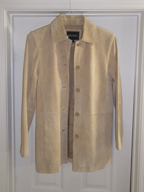 Bernardo Jackets & Blazers - Women’s Suede Leather Three Quarter Length Coat Jacket
